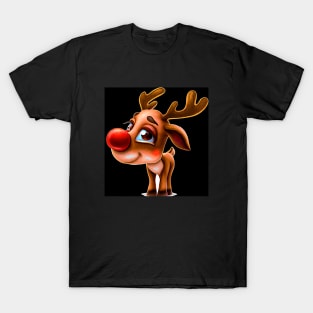 AI Art Cute Male Reindeer Abstract Expressionism Effect T-Shirt